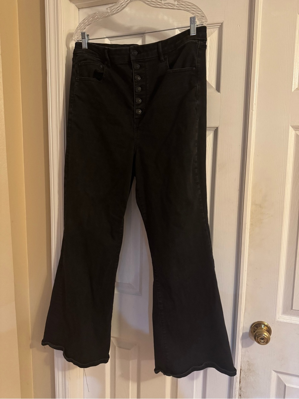 American Eagle Outfitters Black High-Rise Button-Fly Flare Jeans